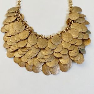 Gold Tone Bib Style Disc Coin Necklace